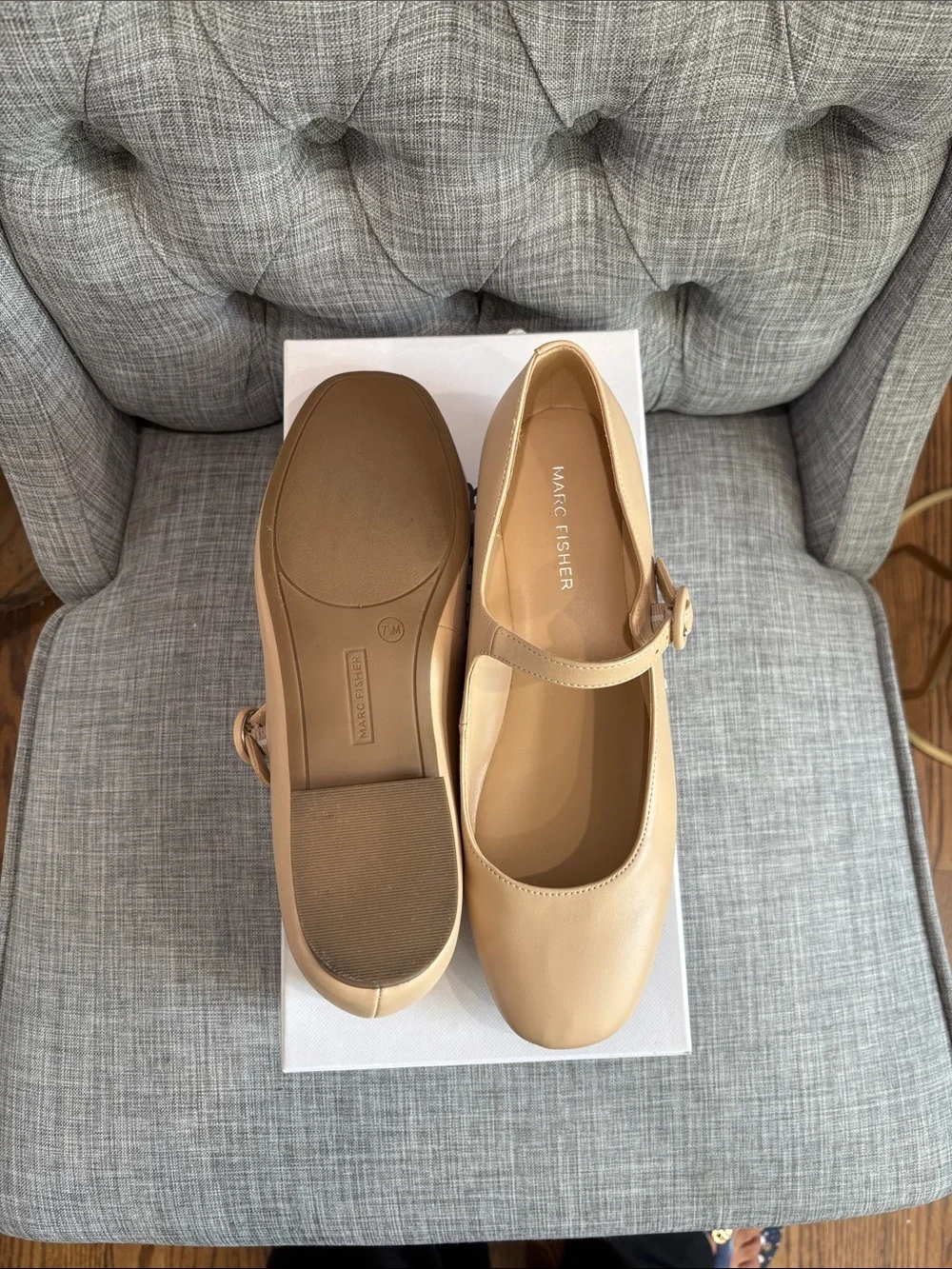 Marc Fisher Light Natural Mary Jane Flats in Beige
